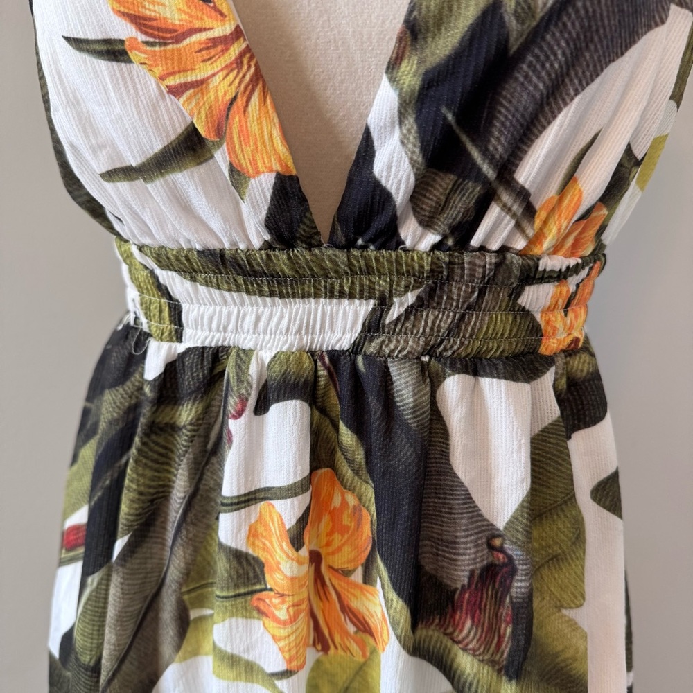 Fashion Nova Boho Tropical Crossback Plunge Maxi Dress L - Picture 5 of 14